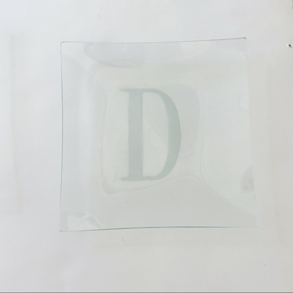 Mud Pie Monogram Glass Appetizer Plates D Set 4 Cocktail Hostess Barware - Picture 1 of 3